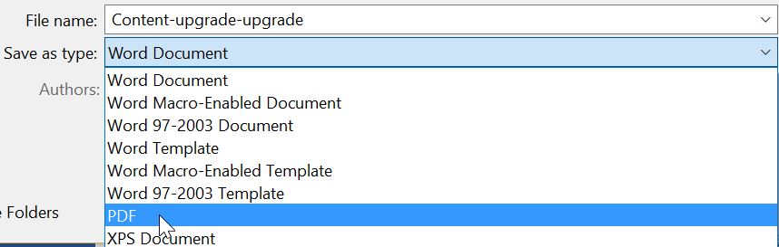 Save a content upgrade as a PDF